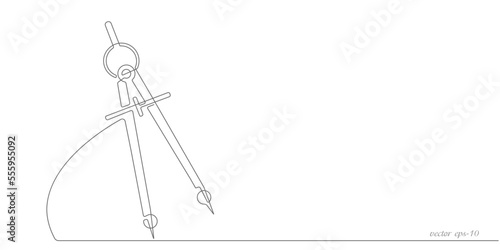 Compass divider. Distance measuring instrument.line art.Vector illustration.
