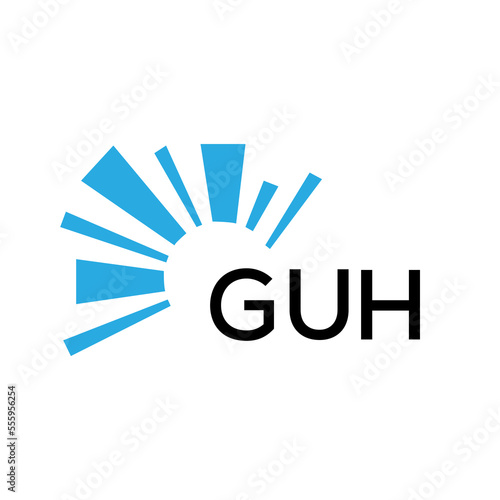 GUH letter logo. GUH blue image on white background and black letter. GUH technology  Monogram logo design for entrepreneur and business. GUH best icon.
 photo