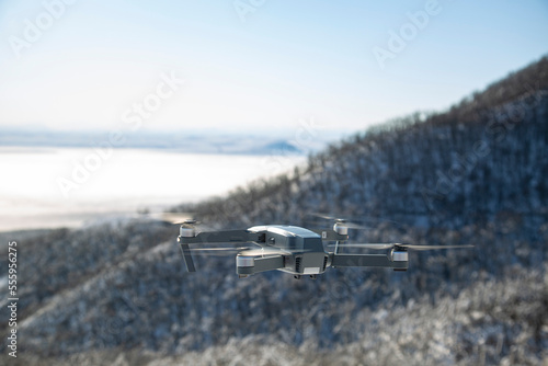 Drone in winter. Mountains. 