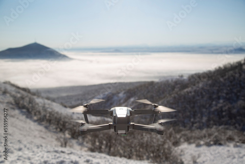 Drone in winter. Mountains. 