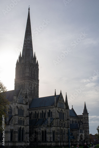 Cathédrale de Salisbury face au soleil