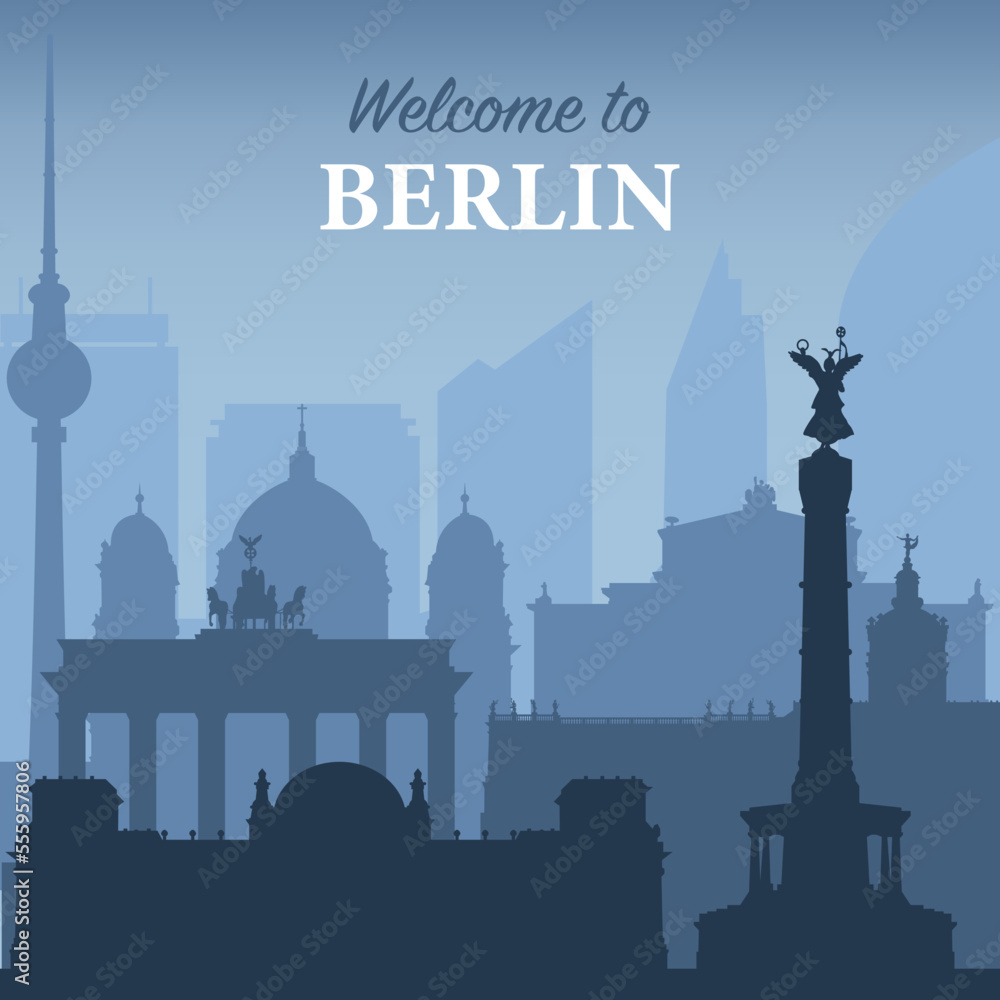 Berlin Tourist Greeting card, Typographical background 