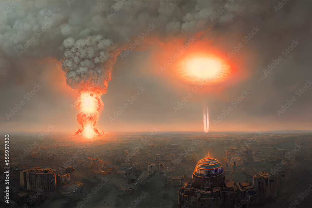 nuclear explosion in the sky Gerenative AI technology