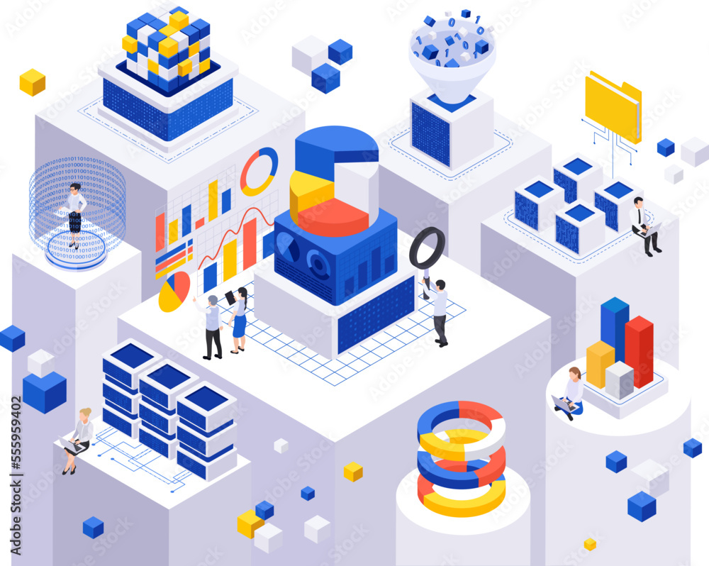 Obraz premium Isometric Information Economy Composition