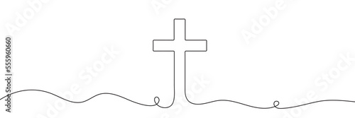 Continuous drawn one line of the symbol of religion. Vector illustration. Vector illustration