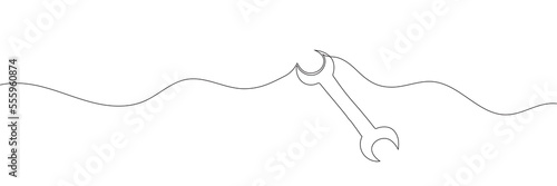 Continuous one line drawing of a wrench on a white background. Vector illustration