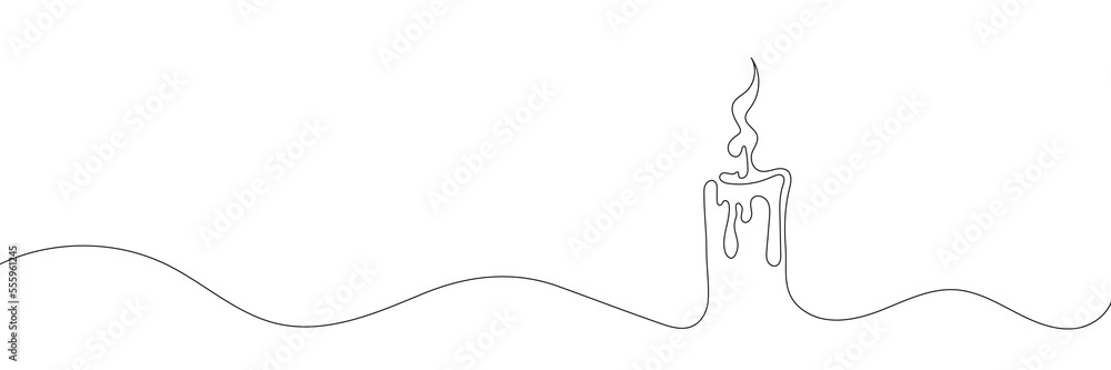 Continuous line drawing of a candle. One line candle icon on white background. Vector illustration Continuous line drawing of a candle. One line candle icon on white background. Vector illustration