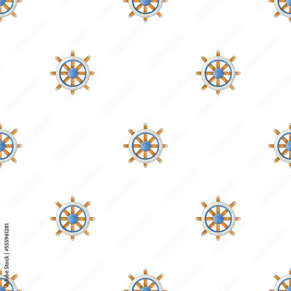 Hand-drawn children's watercolor seamless wheel pattern Hand-drawn children's watercolor seamless wheel pattern