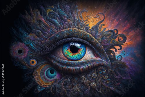 Psychedelic eye closeup, Generative AI