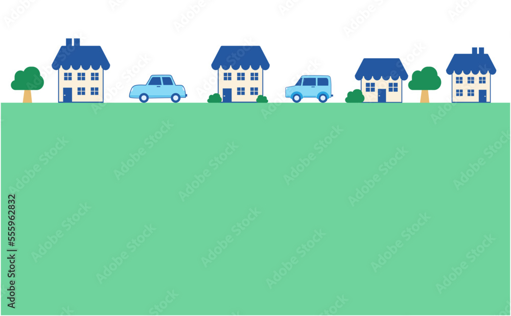 並んだ家と車の背景イラスト