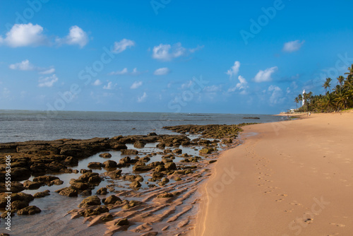 Brazilian beach, at low tide, with exposed reefs