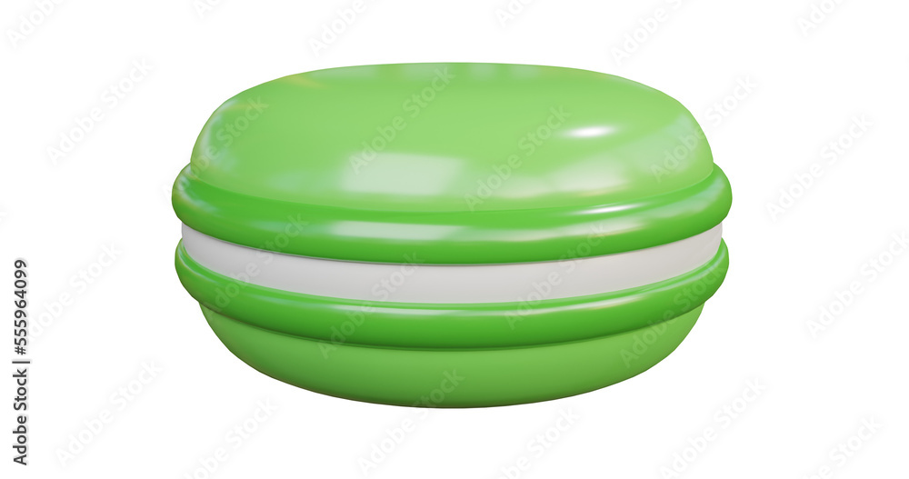 Green Macaron front picture. 3d rendering. Green Macaron front picture. 3d rendering.