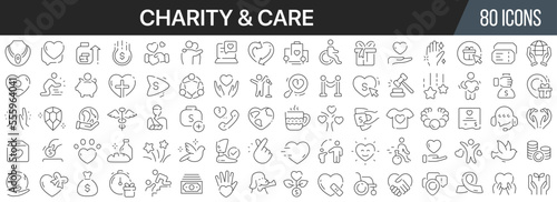 Charity and care line icons collection. Big UI icon set in a flat design. Thin outline icons pack. Vector illustration EPS10 © stas111