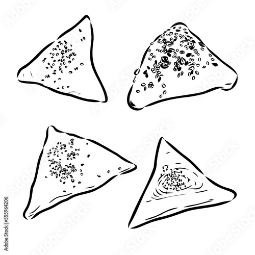 meat pies. Linear drawing by hand. Vintage