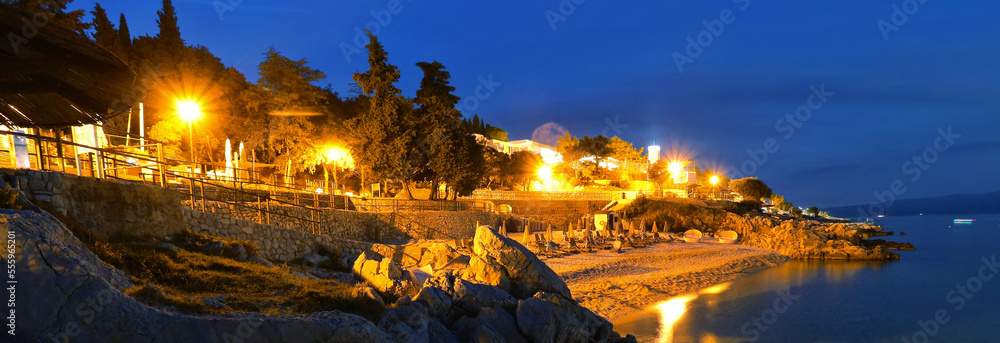 night summer view in popular Croatian resort - Rabac, Istria, Croatia, Europe.. exclusive - this image sell only on adobestock