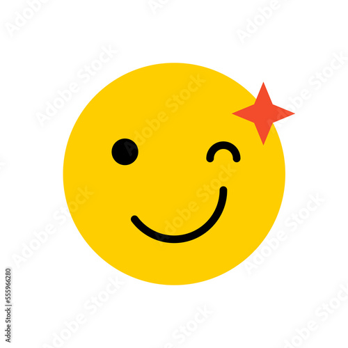 Winking emoticon with a slight smile.