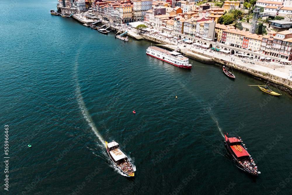 Porto old town skyline from across the Douro River. Porto. Portugal. 