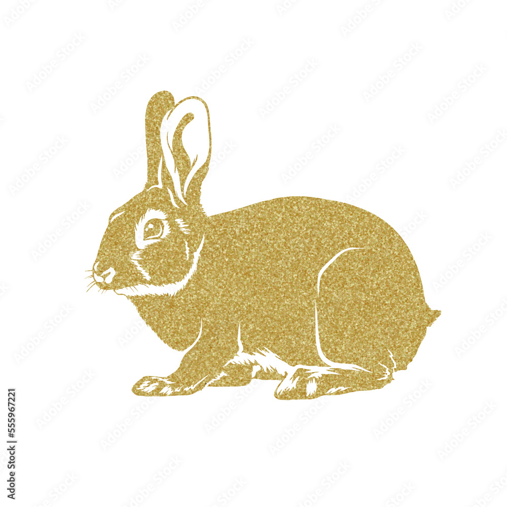 illustration of a rabbit facing sideways in golden color. perfect for ...