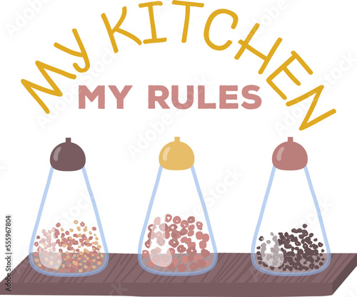 Kitchen decorative badge, lettering emblem vector illustration. Cooking calligraphy label design, cartoon restaurant food typography.