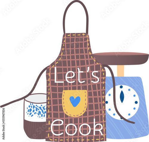 Kitchen decorative badge, lettering emblem vector illustration. Cooking calligraphy label design, cartoon restaurant food typography.
