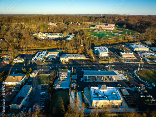 Aerial Drone sunrise in Langorne PA