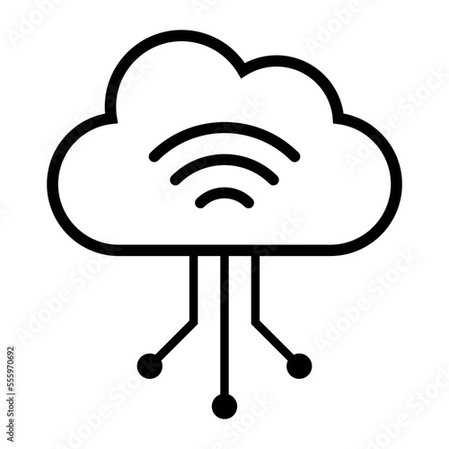 Cloud computing and data management icon