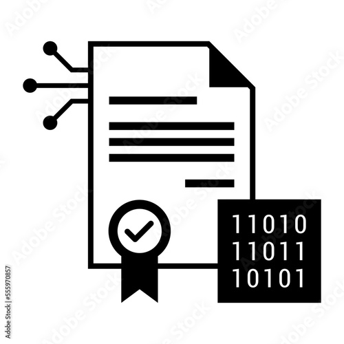 Smart contract and digital signature icon