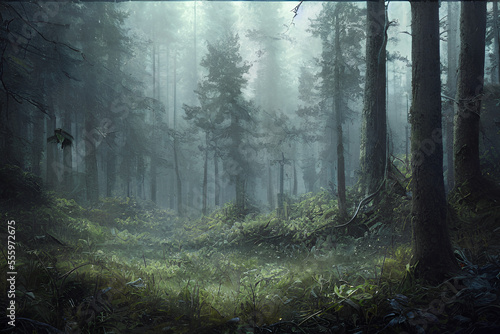 morning in the forest   Generative ai