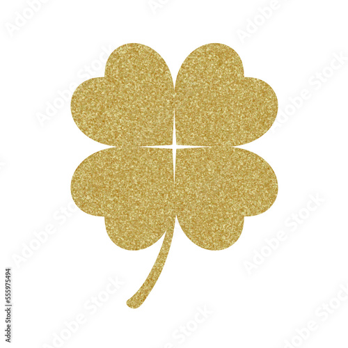 silhouette illustration of four leaf clover in golden color, which symbolizes good luck and happiness. Perfect for symbols, templates, clip art, designs, concepts, elements, etc