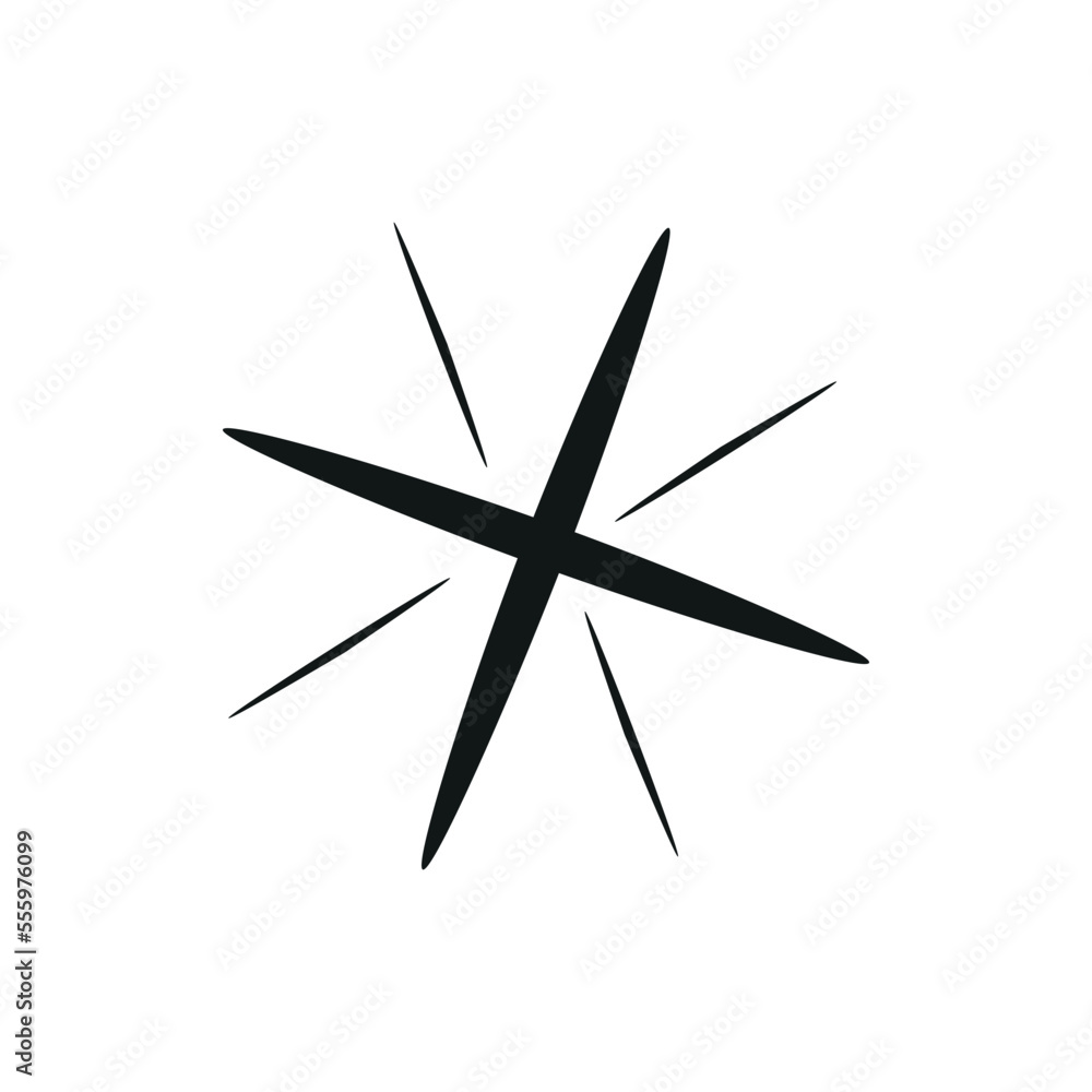 Hand drawn sparkling star. Retro abstract illustration with hand drawn sparkle for celebration design. Geometric shape. Hand drawn sparkling star. Retro abstract illustration with hand drawn sparkle for celebration design. Geometric shape.