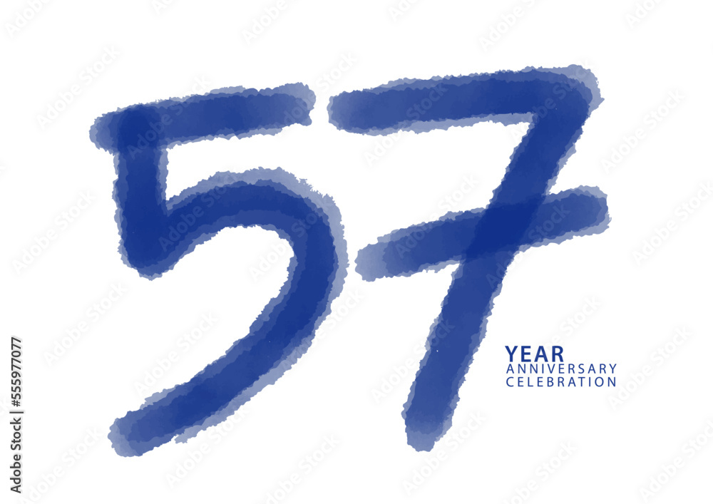 57 year anniversary celebration blue color logotype vector, 57 number ...