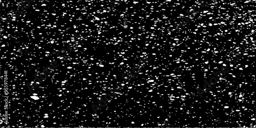 Monochrome texture composed of irregular graphic elements. Distressed uneven grunge background. Abstract vector illustration. Overlay for interesting effect and depth. Isolated on white background.