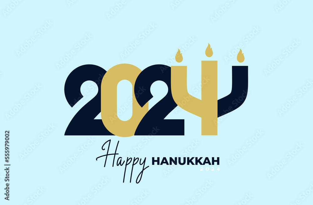 Vecteur Stock Happy Hanukkah 2024, Jewish Festival of Lights background
