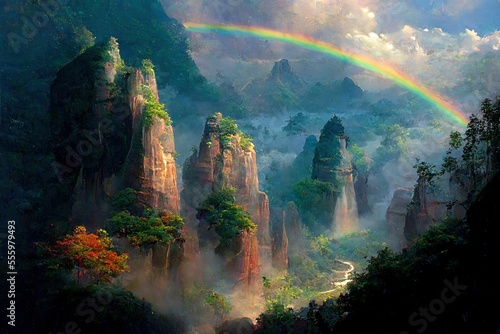 rainbow over tianzi mountains photo