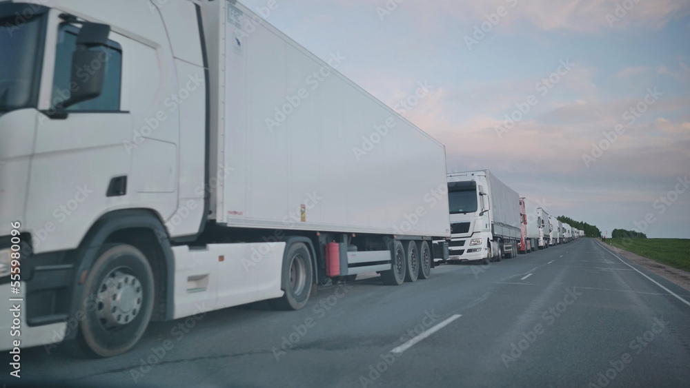 Queue at the border of trucks. Queue at the border of trucks.