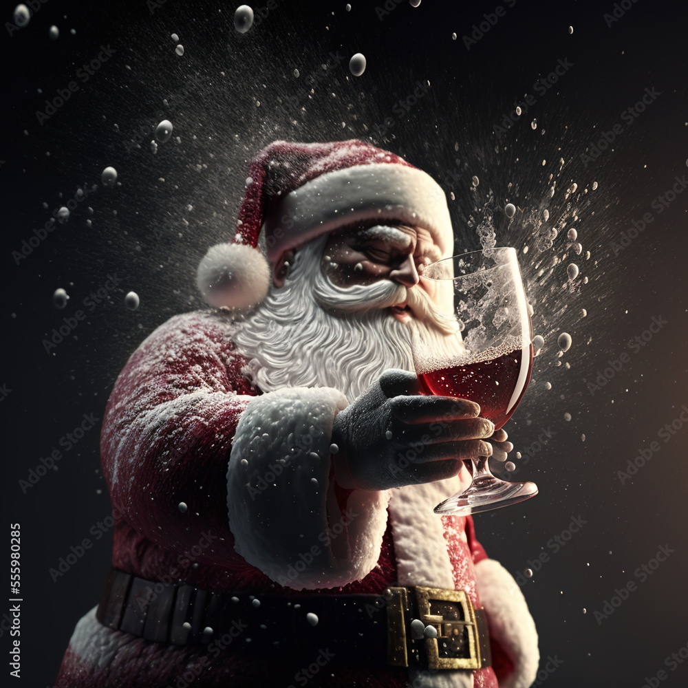 santa claus with a bottle of champagne vine santa claus with a bottle of champagne vine