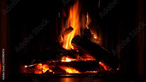 Christmas bonfire cozy embers  night in cabin alone