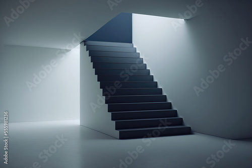 white and blue modern stylish stairway indoor © wernerimages