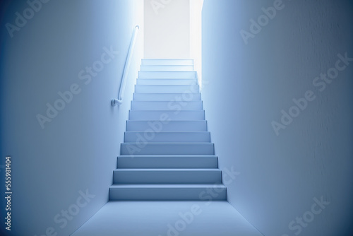 light blue modern stylish stairway indoor © wernerimages
