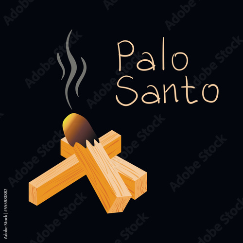 Burning palo santo tree incense aroma sticks