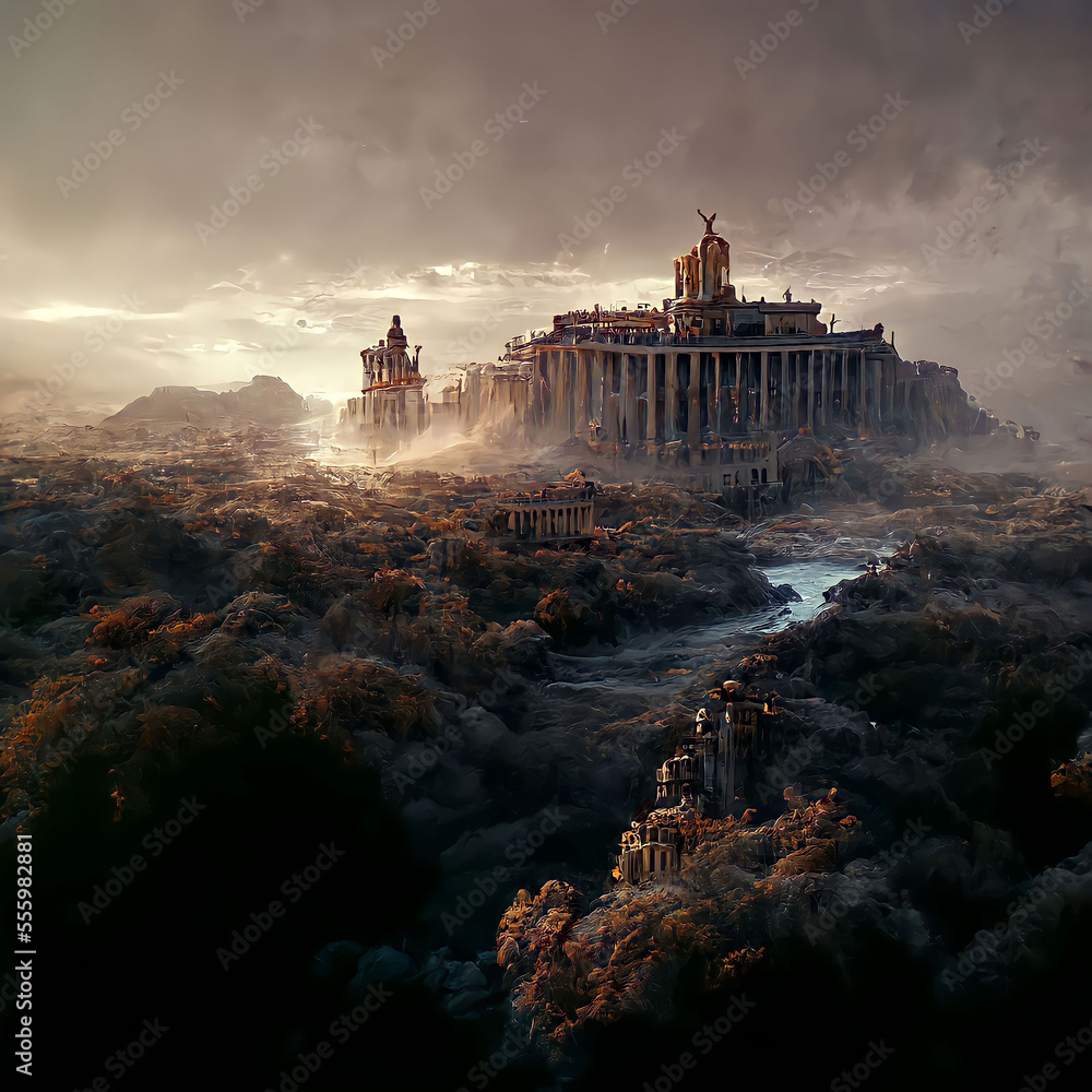 Mount Olympus The Great Palace of The Gods created with Generative AI