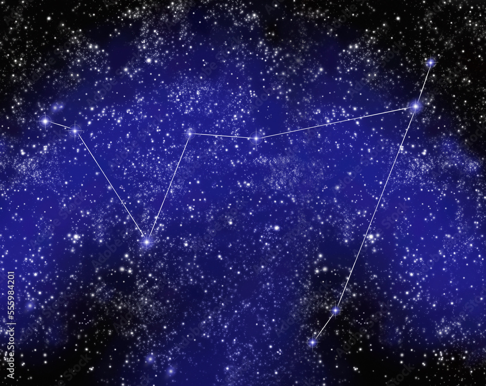 Outline of Constellation of Capricorn in Night Sky Stock Illustration ...
