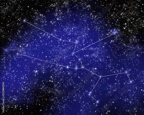 Outline of Constellation of Taurus in Night Sky photo