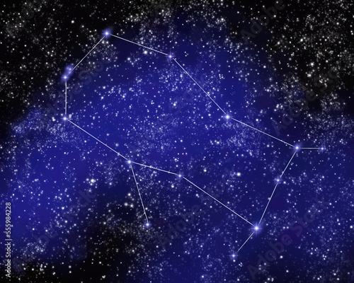 Outline of Constellation of Gemini in Night Sky