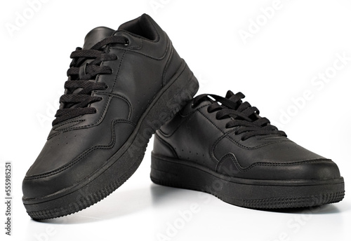A pair of black sneakers.