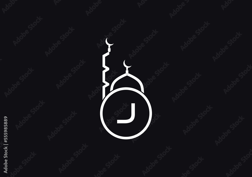 Obraz premium Islamic mosque logo and minar symbol design with the letter and alphabets 