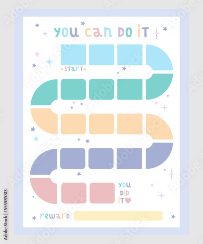 Vector Kids Reward Chart Template, Behavior Chart, Kids Routine Chore Chart, Toddler Reward Chart, Cute Pastel Sticker Chart, 
