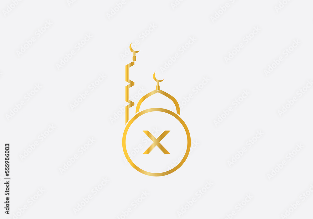 Islamic mosque logo and minar symbol design with the letter and alphabets Islamic mosque logo and minar symbol design with the letter and alphabets