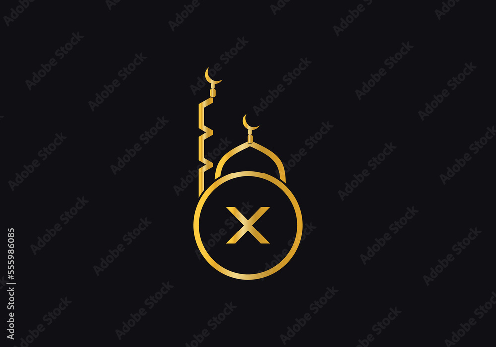 Islamic mosque logo and minar symbol design with the letter and alphabets Islamic mosque logo and minar symbol design with the letter and alphabets