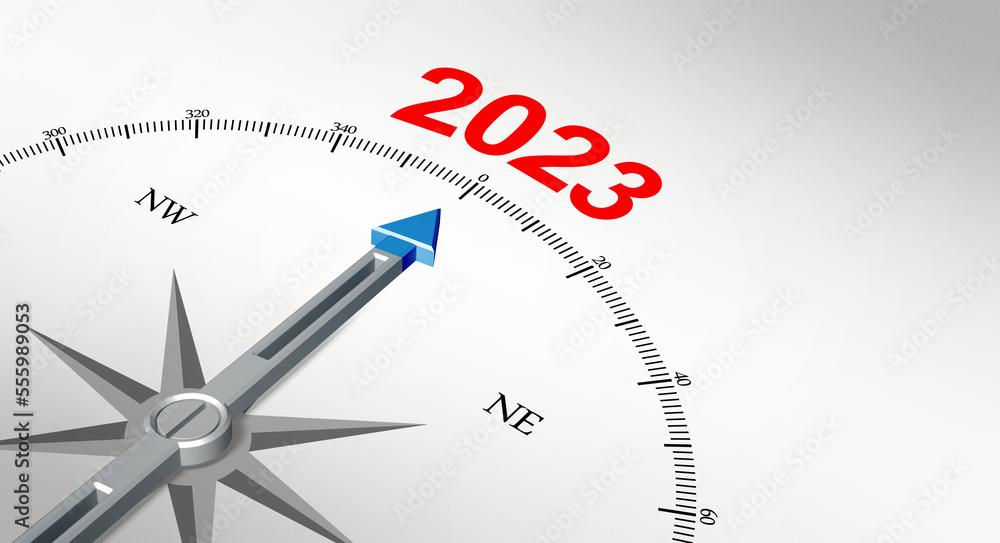 Happy New Year Background. Navigation to the year 2023. 3D illustration Happy New Year Background. Navigation to the year 2023. 3D illustration
